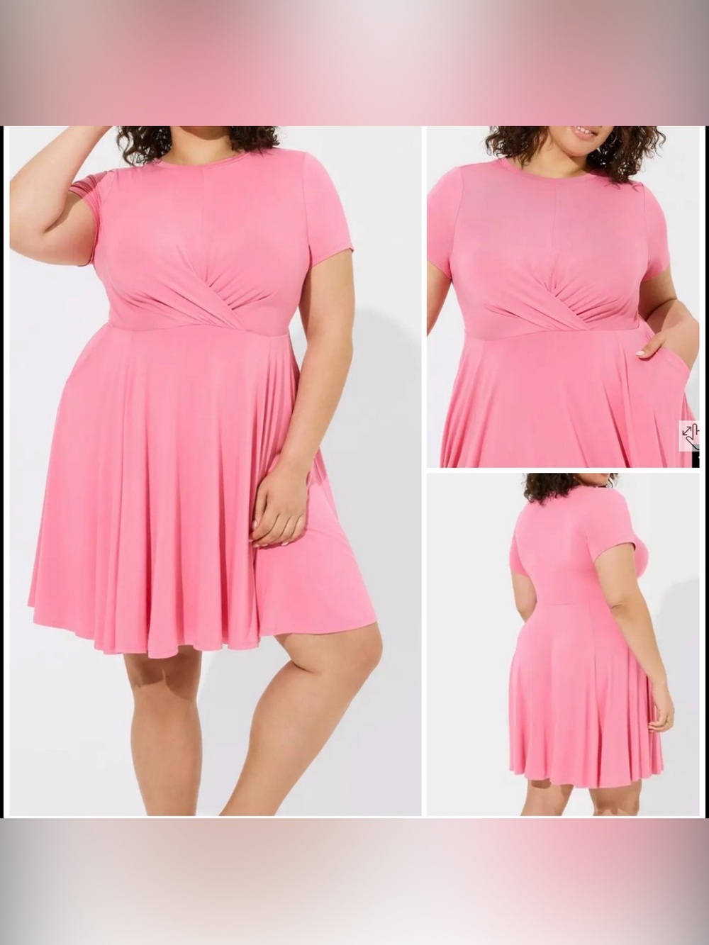 Torrid Super Soft Knit Pink Mini Slater Dress Wome plus size 2X Stretch Pockets